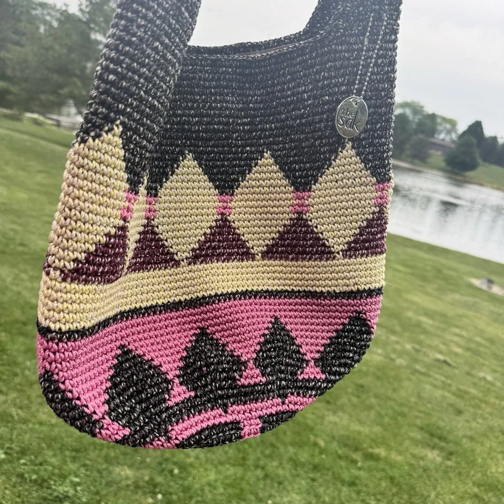 The Sak Hand-Crochet ~ Signed & Dated Hobo Carryall Shoulder Bag Made in Bali